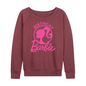 Women's - Barbie - Birthday Lightweight French Terry Wide Neck Long Sleeve Shirt - 1 of 4