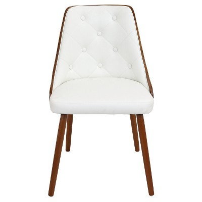 White Faux Leather Upholstered Side Chair with Wood Frame