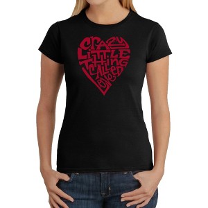 LA Pop Art Women's Word Art T-Shirt - Crazy Little Thing Called Love - 1 of 4