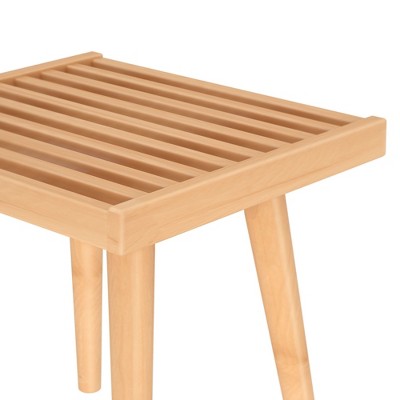 Natural Pine and Birch Mid-Century Square Bench