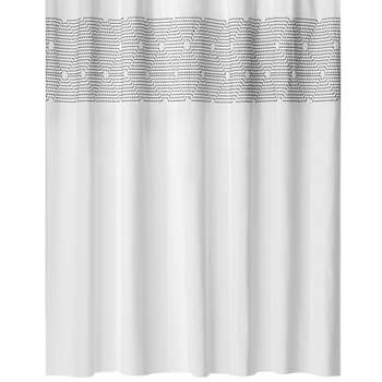 mDesign Fabric 100% Cotton Embroidered Shower Curtain for Bathroom