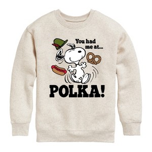 Boys' - Peanuts - You Had Me At Polka Graphic Long Sleeve Fleece Sweatshirt - 1 of 4