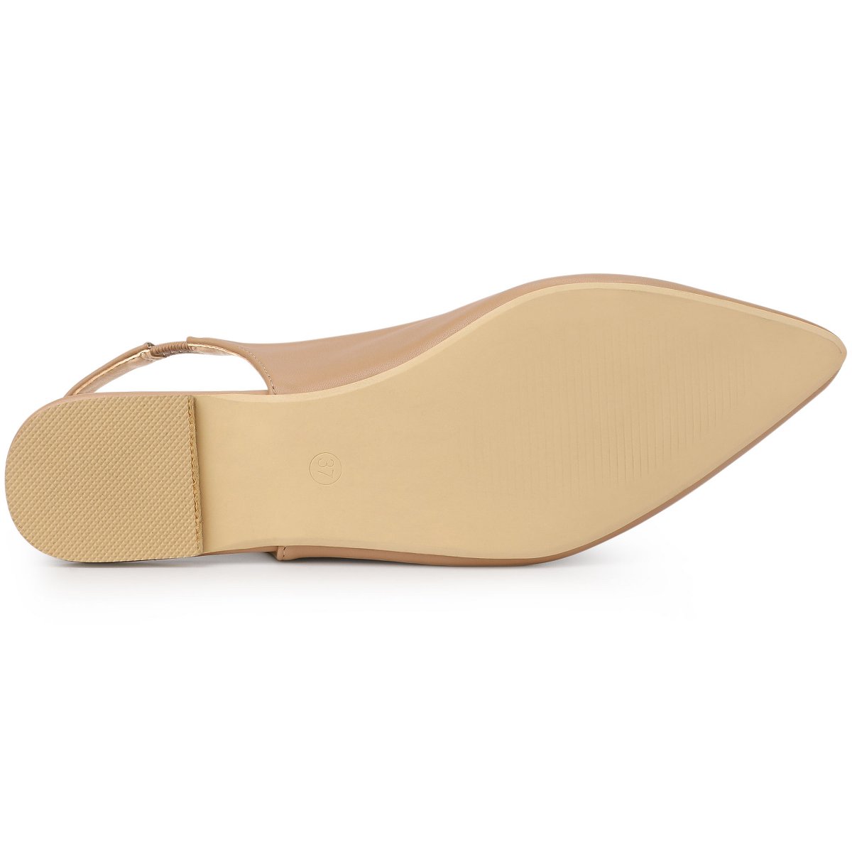 Женские туфли Allegra K Women's Faux Leather Pointed Toe Slip-On Slingback Flat Pumps 7 Nude — фото 4