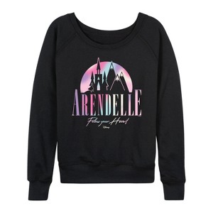 Women's - Frozen - Arendelle Follow Your Heart Lightweight French Terry Wide Neck Long Sleeve Shirt - 1 of 4