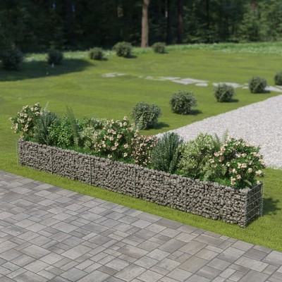 VidaXL Gabion Raised Bed Galvanized Steel 177.2 inches x19.7 inches x19.7 inches