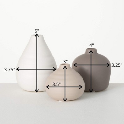 Neutral Ceramic Bud Table Vase Set of 3