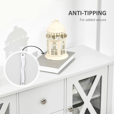 Elegant 70" White Freestanding Kitchen Buffet with Adjustable Shelving