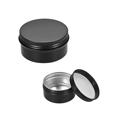Unique Bargains Round Aluminum Cans Tin Can Screw Top Metal Lid Containers Black 2.76"x1.38" 3 Pcs
