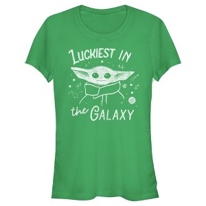 Juniors Womens Star Wars The Mandalorian The Child Luckiest in the Galaxy T-Shirt - 1 of 3