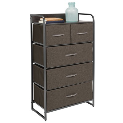 Mdesign Tall Dresser Storage, 5 Fabric Drawers, Charcoal/graphite Gray ...