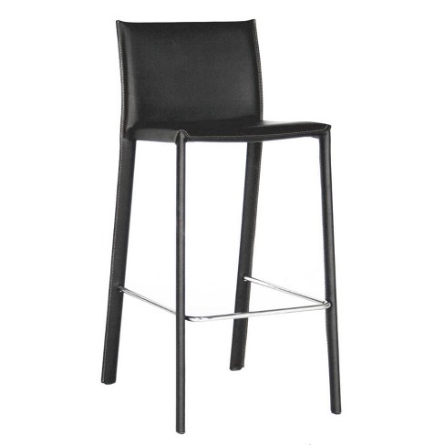 Set Of 2 Crawford Leather Counter Height Barstools Stools Black