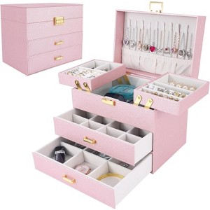 PU Leather Jewelry Organizer Box in Champagne, Gift for Valentine's Day, Birthday, Mother's Day, Christmas - 1 of 4