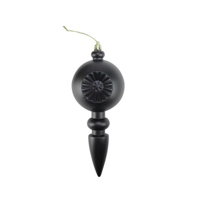 Northlight 4ct Black Retro Reflector Shatterproof Matte Christmas Finial Ornaments 7.5"