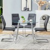 5-Piece Dining Set with Tempered Glass Round Table and 4 PU Armless Chairs - 3 of 4
