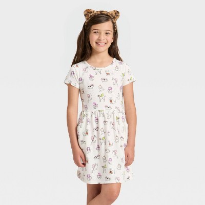 Girls' Short Sleeve Halloween Dress - Cat & Jack™  Cream XL