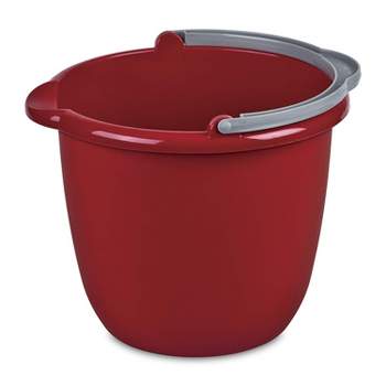 Sterilite 10 Qt Spout Pail with Handle, Bucket for Household Cleaning, Washing the Car, and Mopping, Spout to Easily Pour Water, Red, 24-Pack