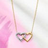 Ross-Simons 0.10 ct. t.w. Diamond Interlocking-Heart Necklace in Sterling Silver and 14kt Yellow Gold - 2 of 3