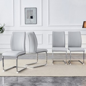 FONTOI 4PCS Arch Dining Chairs with High Resilience, Dining Chair with Arched Metal Legs for Living Room, Gray&Silver, 21.6"*39"*17.3" - 1 of 4
