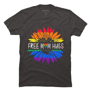 Adult Design By Humans Free Mom Hugs Pride Sunflower Hearts By T-Shirt - 1 of 2