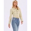 INSPIRE CHIC Women's Casual Faux Suede Notched Collar Button Up Cropped Jacket with Pockets - 4 of 4
