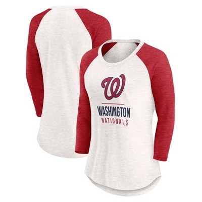 MLB Washington Nationals Women's White 3/4 Sleeve Fashion T-Shirt