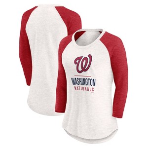 MLB Washington Nationals Women's White 3/4 Sleeve Fashion T-Shirt - 1 of 3
