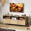 Rattan Tv Stand, 65 Inch Tv Cabinet for 75 Inch Tv, Natural Rattan Entertainment Center with Large Storage Shelves, Mid-Century Modern Tv Console for - 2 of 4
