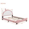 Upholstered Platform Bed With Unicorn Shape Headboard, White+Pink-ModernLuxe - 3 of 4