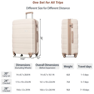 Vynxaria 4-Piece Ivory and Golden Luggage Set Expandable ABS Suitcases Travel Bag 360¡ã Spinner Wheels for Travel