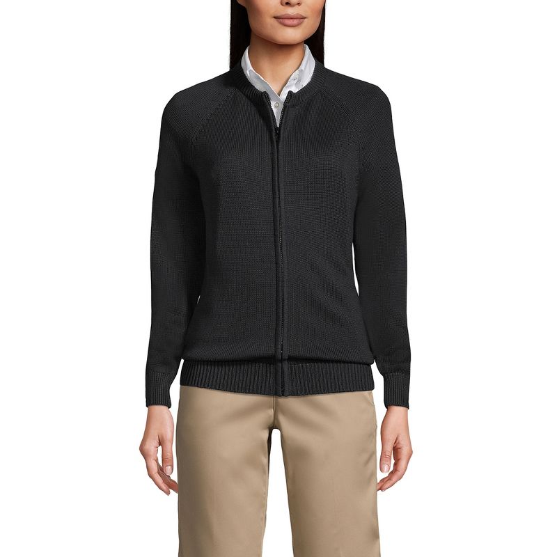 Lands' End School Uniform Women's Cotton Modal Zip-front Cardigan Sweater, 2 of 3