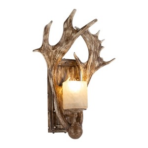 YIYIBYUS Retro Brown Antler Wall Sconce with Resin Shade for Bedroom - 1 of 4