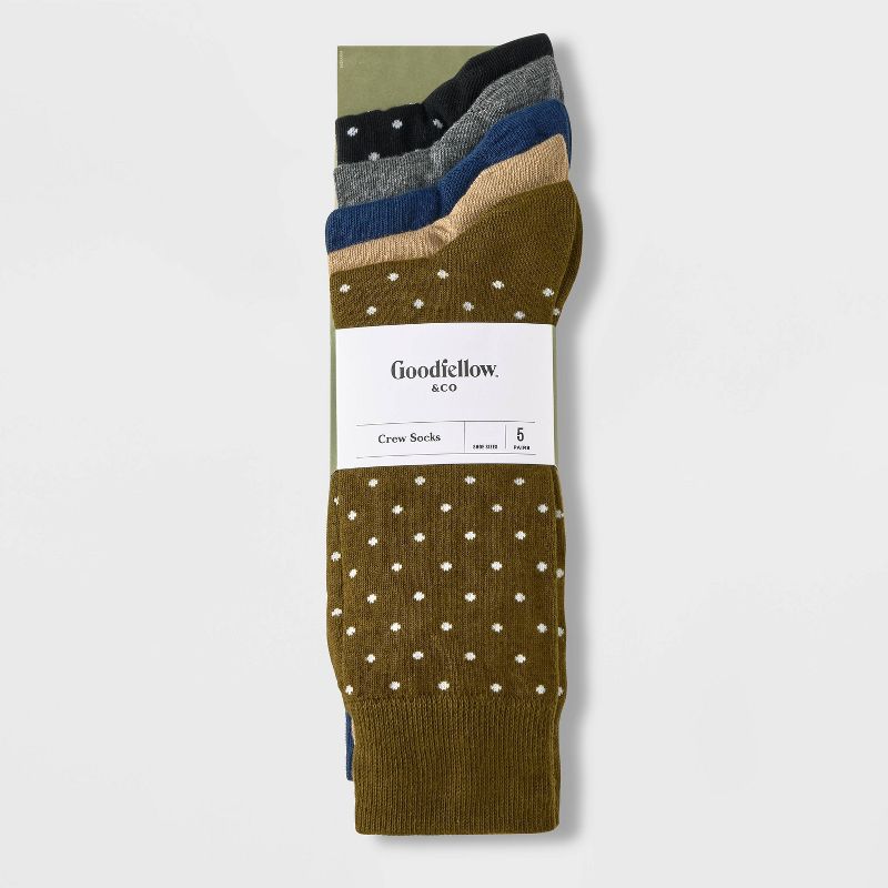 Men&#39;s Solid Dots Dress Socks 5pk - Goodfellow &#38; Co&#8482; Blue/Tan 7-12, 2 of 3