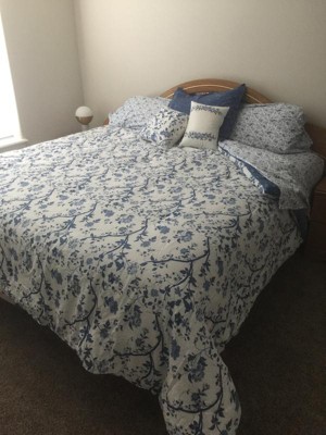 Laura Ashley Elise 7-Piece Navy Blue Floral Cotton King Comforter Set  221646 - The Home Depot