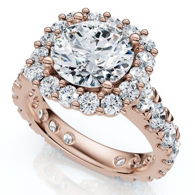 Pompeii3 Certified 3Ct Lab Created Cushion Halo Diamond Engagement Ring 14k Gold/Platinum