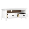 vidaXL TV Stand Hill White 43.3"x15.7"x18.5" Solid Pine Wood - 3 of 4