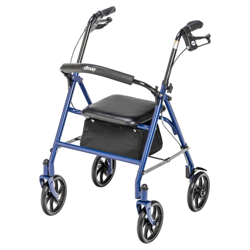 Drive Medical Four Wheel Walker Rollator with Fold Up Removable Back Support, Blue, 2 of 10