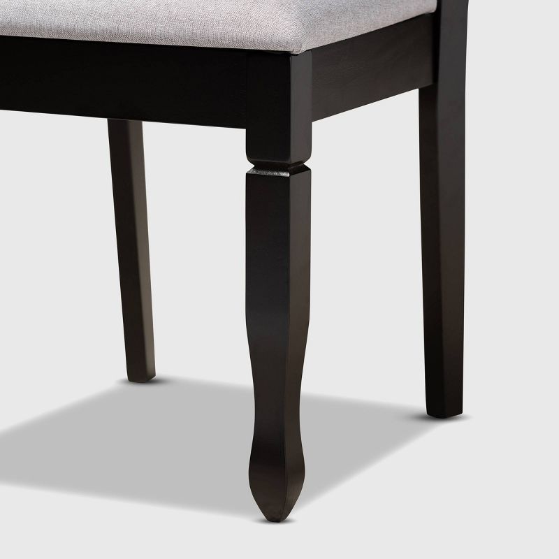 7pc Reneau Upholstered Wood Dining Set Sand Gray/Espresso - Baxton Studio, 6 of 9
