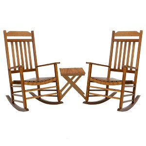 Kozyard High Back Slat Rocking Chair Set Solid Wood Outdoor Rocking Chair Porch Chairs for Indoor Outdoor - 1 of 4