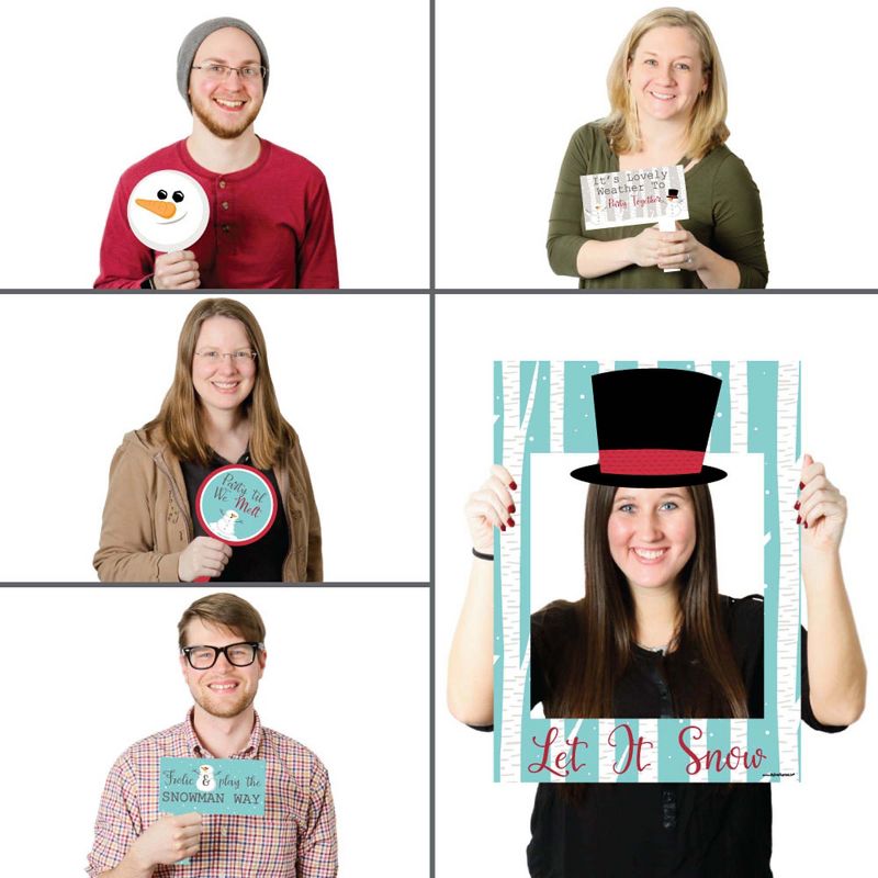 Big Dot of Happiness Let It Snow - Snowman - Christmas and Holiday Party Selfie Photo Booth Picture Frame and Props - Printed on Sturdy Material, 2 of 8