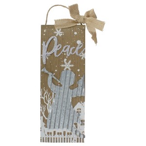 Northlight 12.5" Galvanized Metal Angel and Peace Christmas Wall Decor - 1 of 2