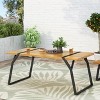 Gulches Modern Industrial Dining Table with Acacia Wood Top & Powder-Coated Frame, 70.75 W x 35.50 D x 29.50 H - 4 of 4