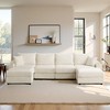 MYINDA 133.8'' Corduroy Deep Seat Sectional Sofa, Thick Padded Multi-Person Sofa with Storage Armrests, USB and Cell Phone Holder - 2 of 4
