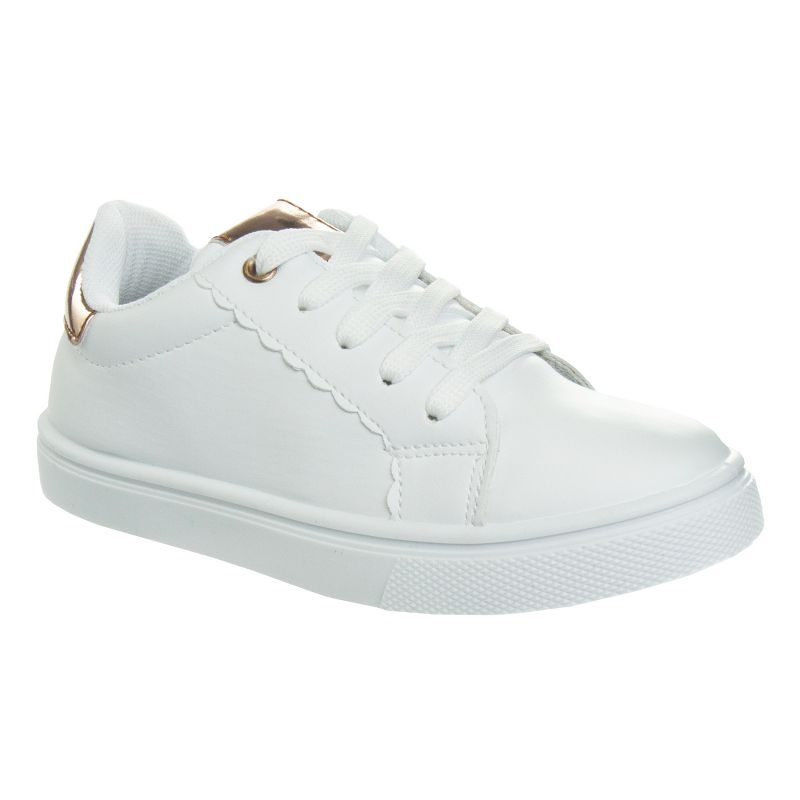 Kensie Girls White Casual Sneakers with Lace Up Closure and Glittery Accents  (Little Kid/Big Kid), 1 of 8