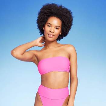 Women's Cowl Neck Longline Bralette Bikini Top - Wild Fable™ Pink