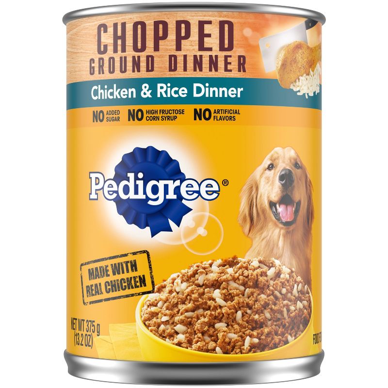 Pedigree Chopped Ground Dinner Wet Dog Food Chicken &#38; Rice Dinner - 13.2oz, 1 of 6