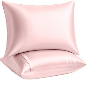 BLISSFORD Satin Pillowcase with Zipper, Satin Pillow Cases 2 Pack, Silk Pillow Cover - 1 of 4