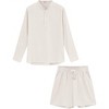 Men's 2 Piece sets beach outfits Summer casual Linen Sets Henley Shirts and Shorts - 3 of 4