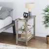Farmhouse End Table Rustic Side Table with Storage Shelf for Small Spaces Grey Bedside Table Narrow Nightstand for Living Room, Bedroom (2PCS) - 4 of 4