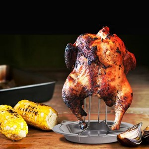 Outdoor camping thickened carbon steel non-stick barbecue grill fork chicken grill chicken rack - 1 of 4