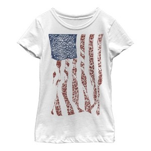 Girl's Lost Gods American Flag Animal Print T-Shirt - 1 of 4
